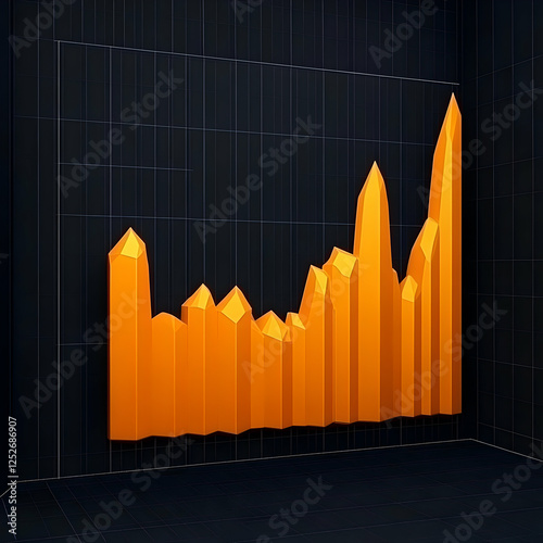 Abstract 3D Orange Chart Il...