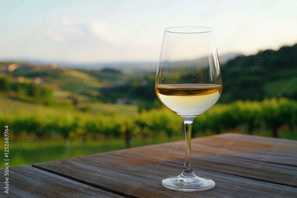 Enjoying white wine in a vineyard during sunset Enjoying white wine in a vineyard during sunset