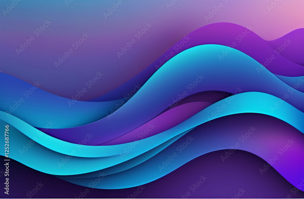 Fototapeta premium Abstract blue and purple wave patterns on a gradient background