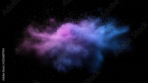 Colorful explosion of pink and blue powder in dark space, vibrant abstract art concept photo