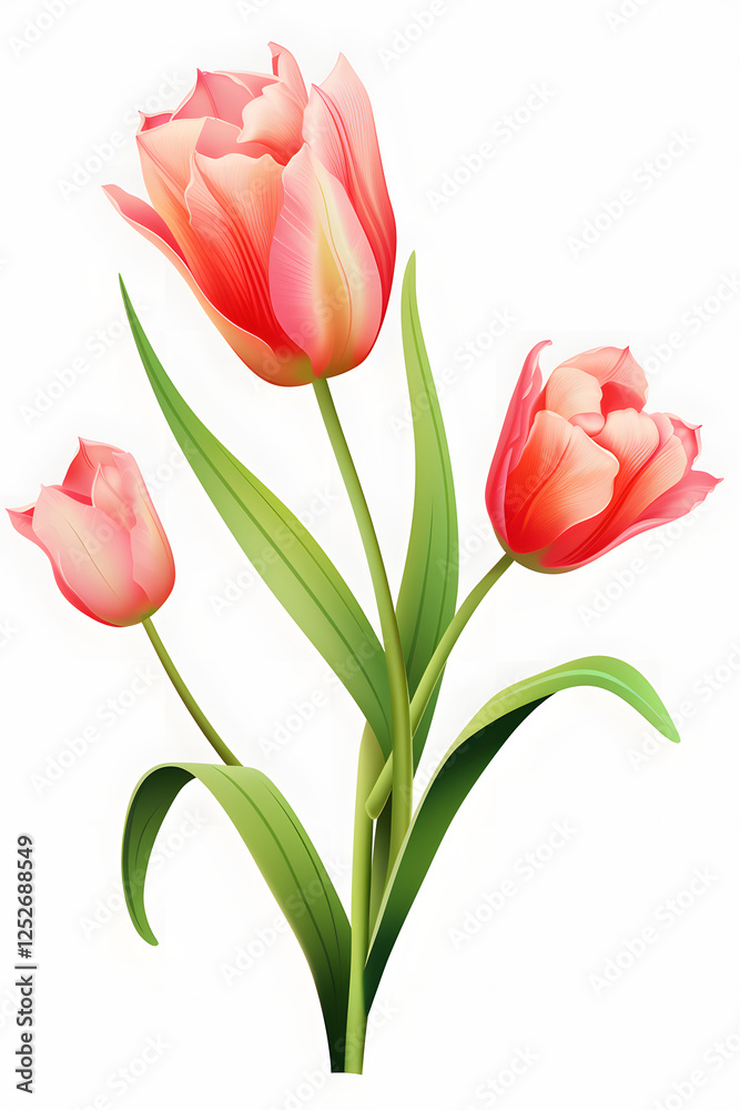 Fototapeta premium Digital tulip flower pattern abstract graphic poster background