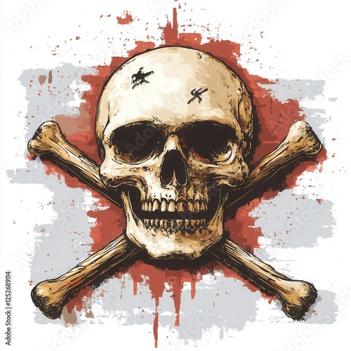 Pixelated pirate flag featuring a skull design, transparent background for versatile use in digital applications, ideal for themed projects. photo