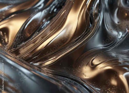 Metallic polished glossy abstract background with organic forms and fluid lines, abstract art, natural forms photo