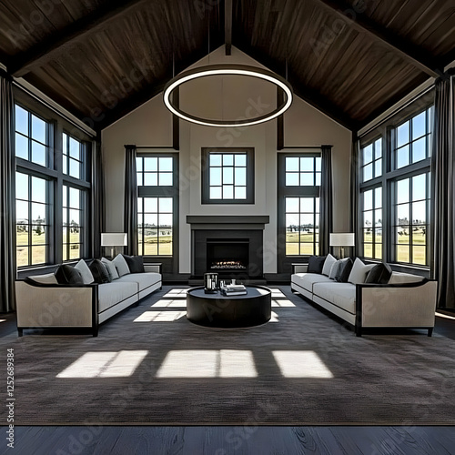Modern Living Room 3D Illus...