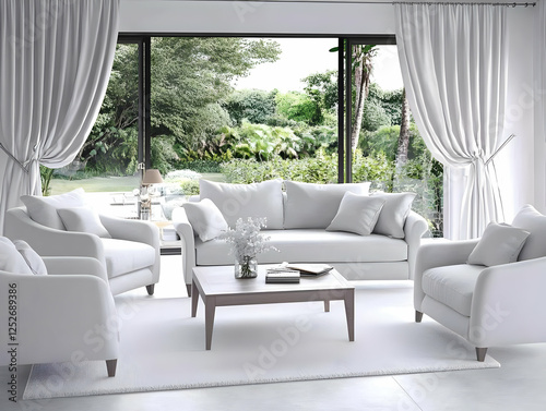 Modern Living Room 3D Illus...