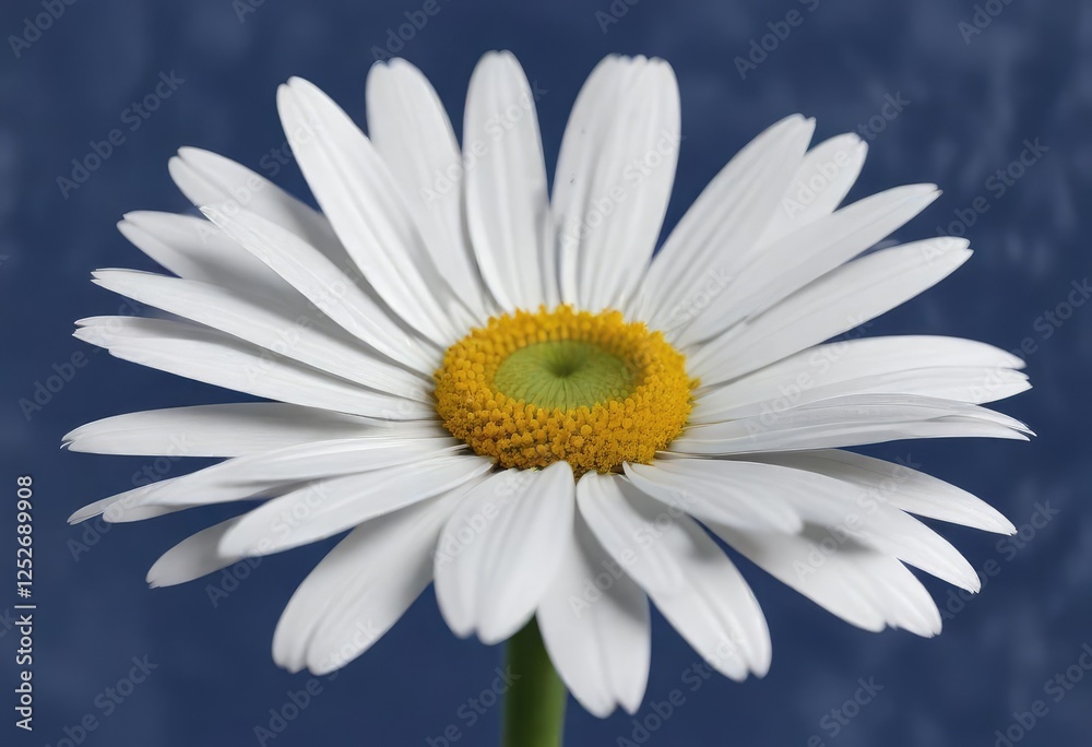 Fototapeta premium Modern white daisy painting on cobalt blue background, flower, backdrop, painting