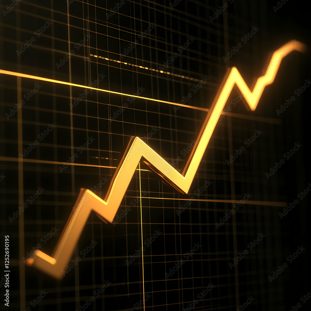 Naklejka premium Golden 3D Growth Chart Abstract Background