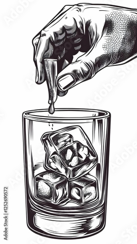 Ice Cubes in Glass Illustra...