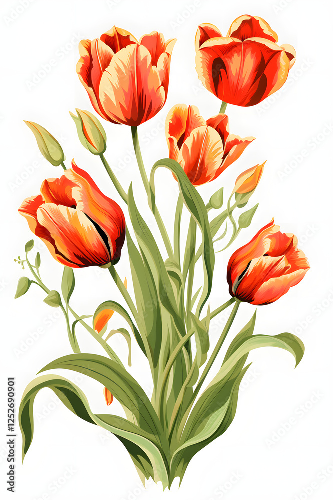 Obraz premium Digital tulip flower pattern abstract graphic poster background
