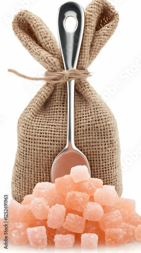 Peach Candy in Burlap Bag, ...