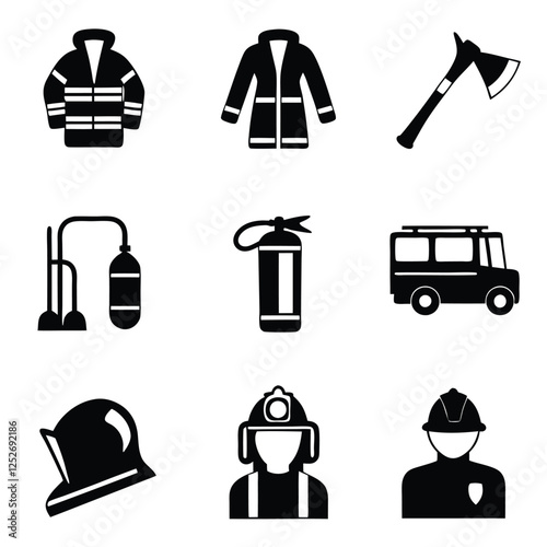 Firefighting Essentials Silhouette Icon Collection