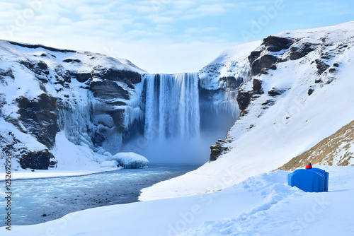 Winter Waterfall Landscape ...