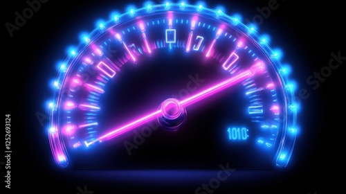 Neon Speedometer: Glowing Dial at Night