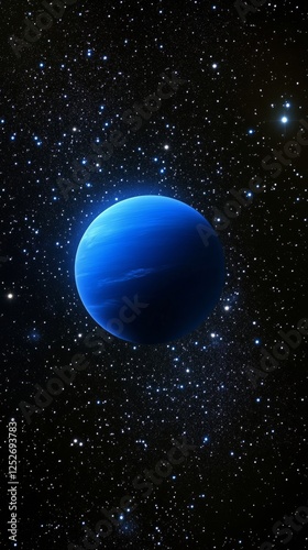 Neptune surrounded by stars in the vast expanse of space captured from astron...