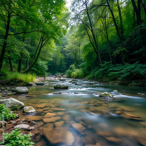 Cheile Nerei - Beusnita. Caras. Romania. Summer in wild Romanian river and forest. Long exposure. photo