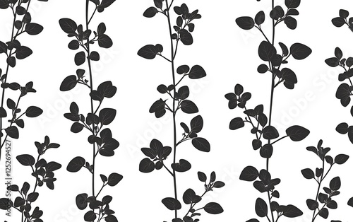 Ornamental oregano silhouettes pattern background