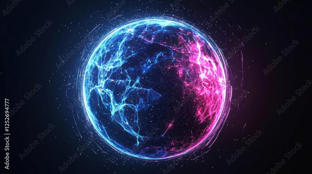 Obraz premium Glowing Digital Earth Sphere