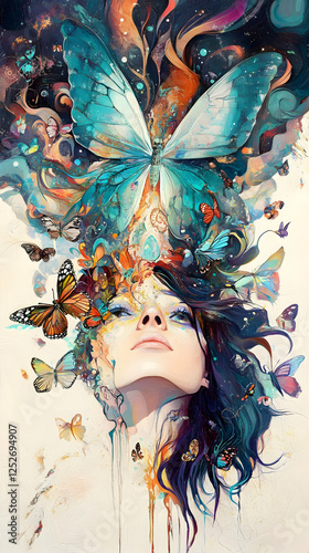 Whimsical Butterfly Woman A...