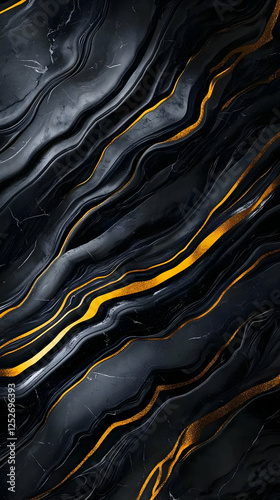 Abstract Black Gold Marble ...