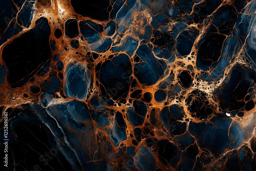 Abstract Deep Blue Gold Mar...