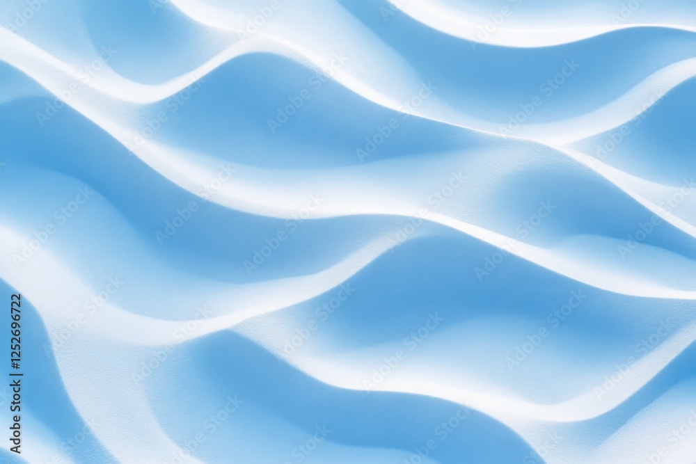Fototapeta premium Abstract blue and white wavy pattern suggesting smooth fabric