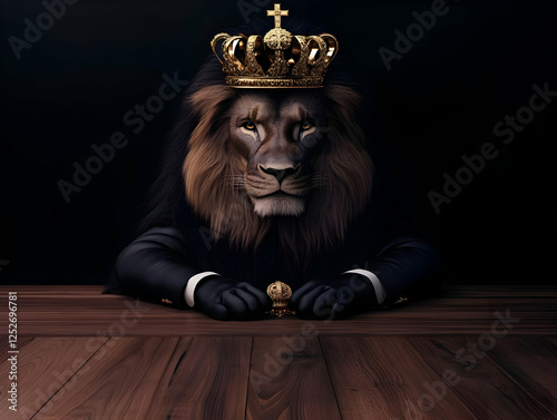 Majestic Lion King 3D Illus...