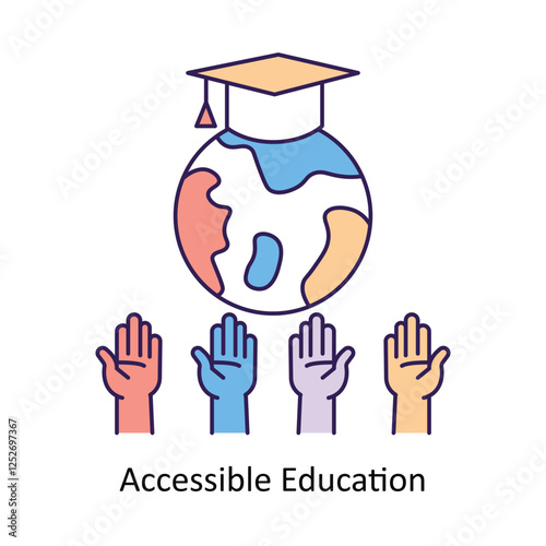 Vector icon for Educational Equity. Highlights the importance of universal education with symbolic visuals.