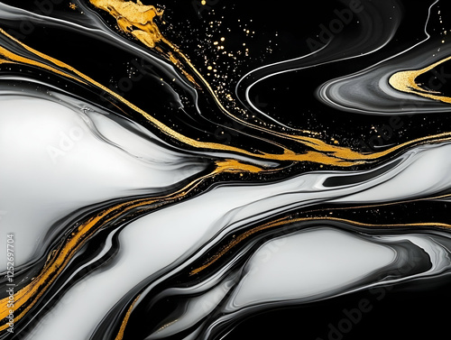 Abstract Gold Black White L...
