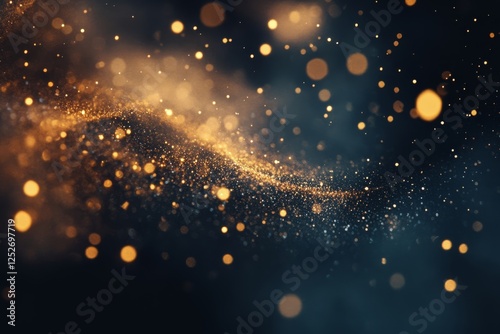 Sparkling golden bokeh lights create a dreamy atmosphere during a festive nig...