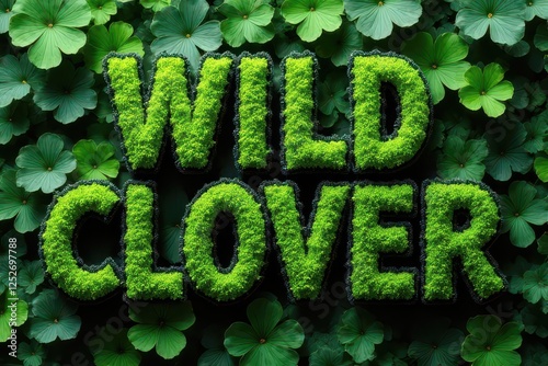 Lush Green Clover Forming the Words Wild Clover Nature Textural Background