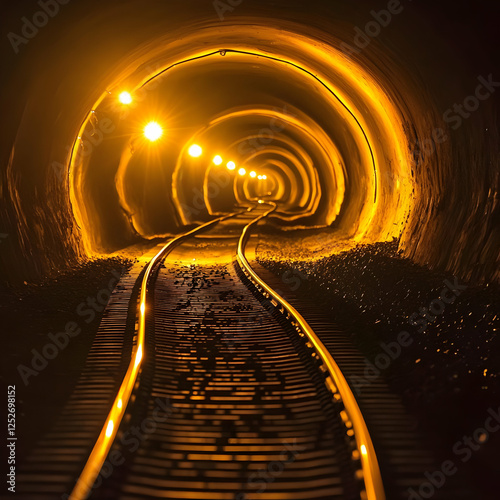 Golden Tunnel Rail Track Il...