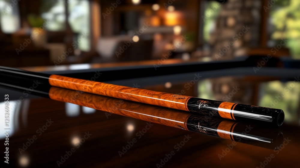Naklejka premium Exquisite Billiard Cue: A Masterpiece of Craftsmanship
