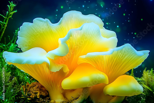 Vibrant Yellow Mushroom Ill...