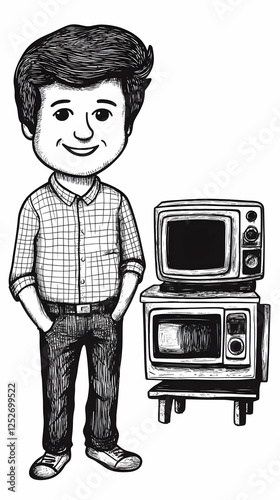 Retro Illustration Man with...