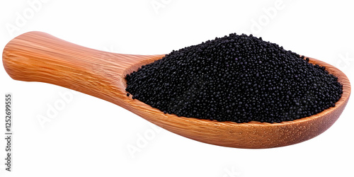 Black Seeds in Wooden Spoon