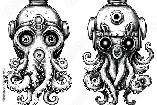 Steampunk Octopus Illustration