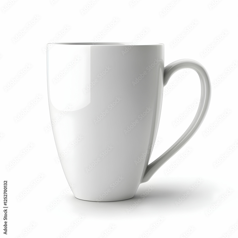 White mug on white background, ideal for mockup