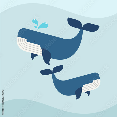 Big whale flat design style vector illustration