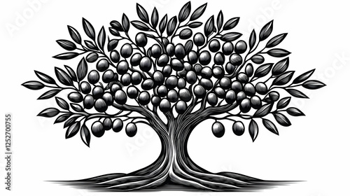 Abundant Olive Tree Illustr...