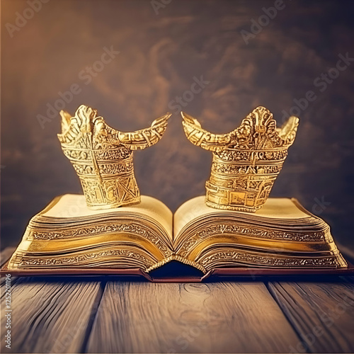 Golden Crowns on Antique Bo...