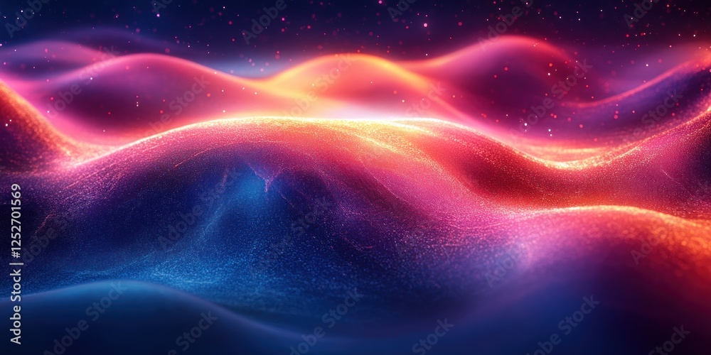 Fototapeta premium Abstract Cosmic Landscape: Vibrant Nebula Waves