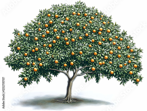 Lush Orange Tree Illustration