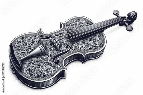 Ornate Violin Illustration