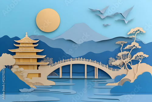 Serene Papercut Landscape 3...