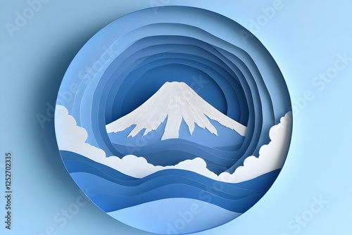 Serene 3D Paper Art Mountai...