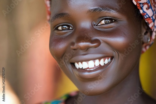 Bright smile of a woman showcasing healthy teeth on a sunny day