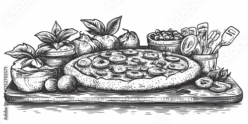 Pizza Illustration with Top...