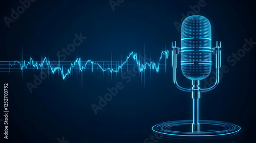 Glowing Wireframe Mic 3D Il...