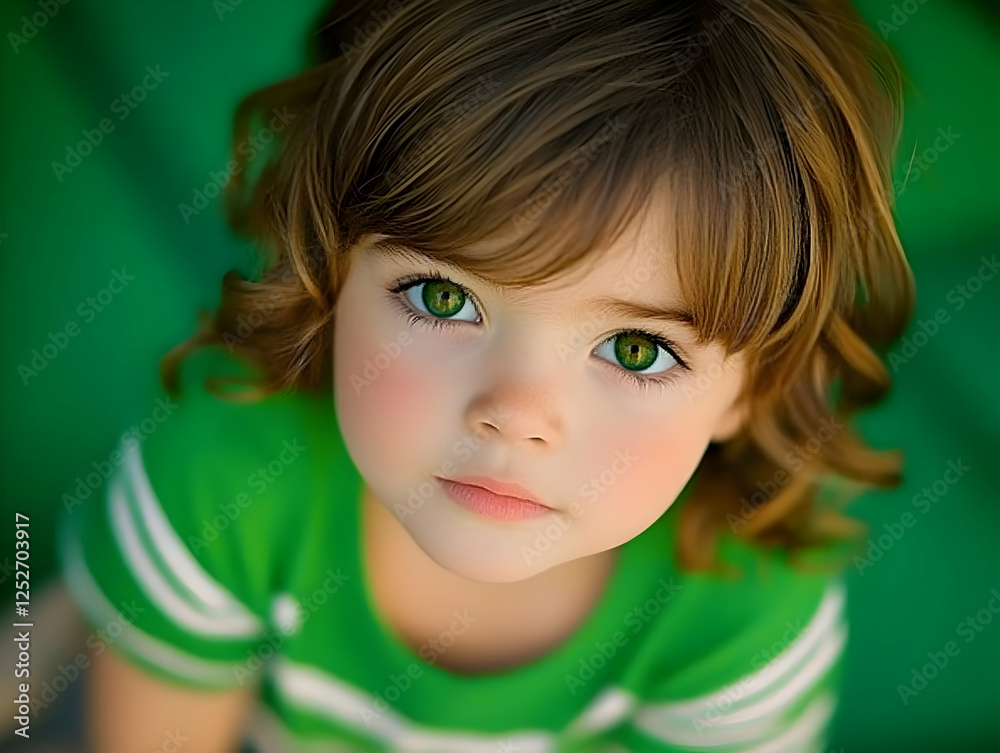 Adorable Girl with Green Eyes Photo