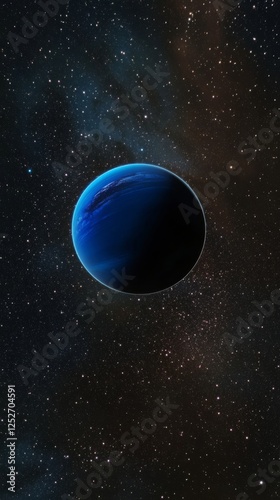 Neptune surrounded by stars in the vast expanse of space captured from astron...
